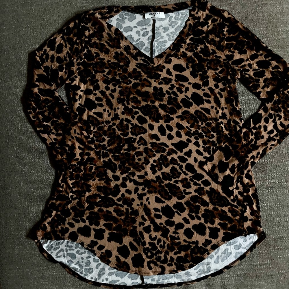Long sleeve animal print women’s top
